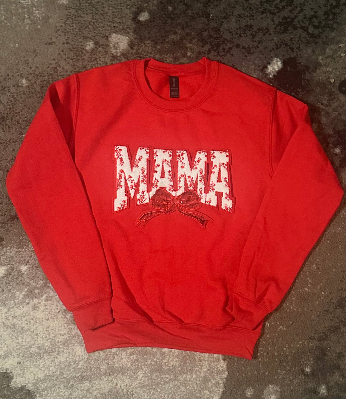 Red Embroidered “Mama” Crewneck (White or Red)