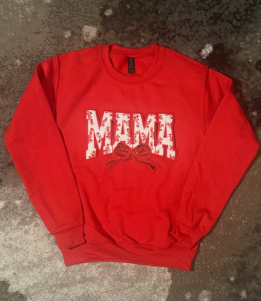 Red Embroidered “Mama” Crewneck (White or Red)